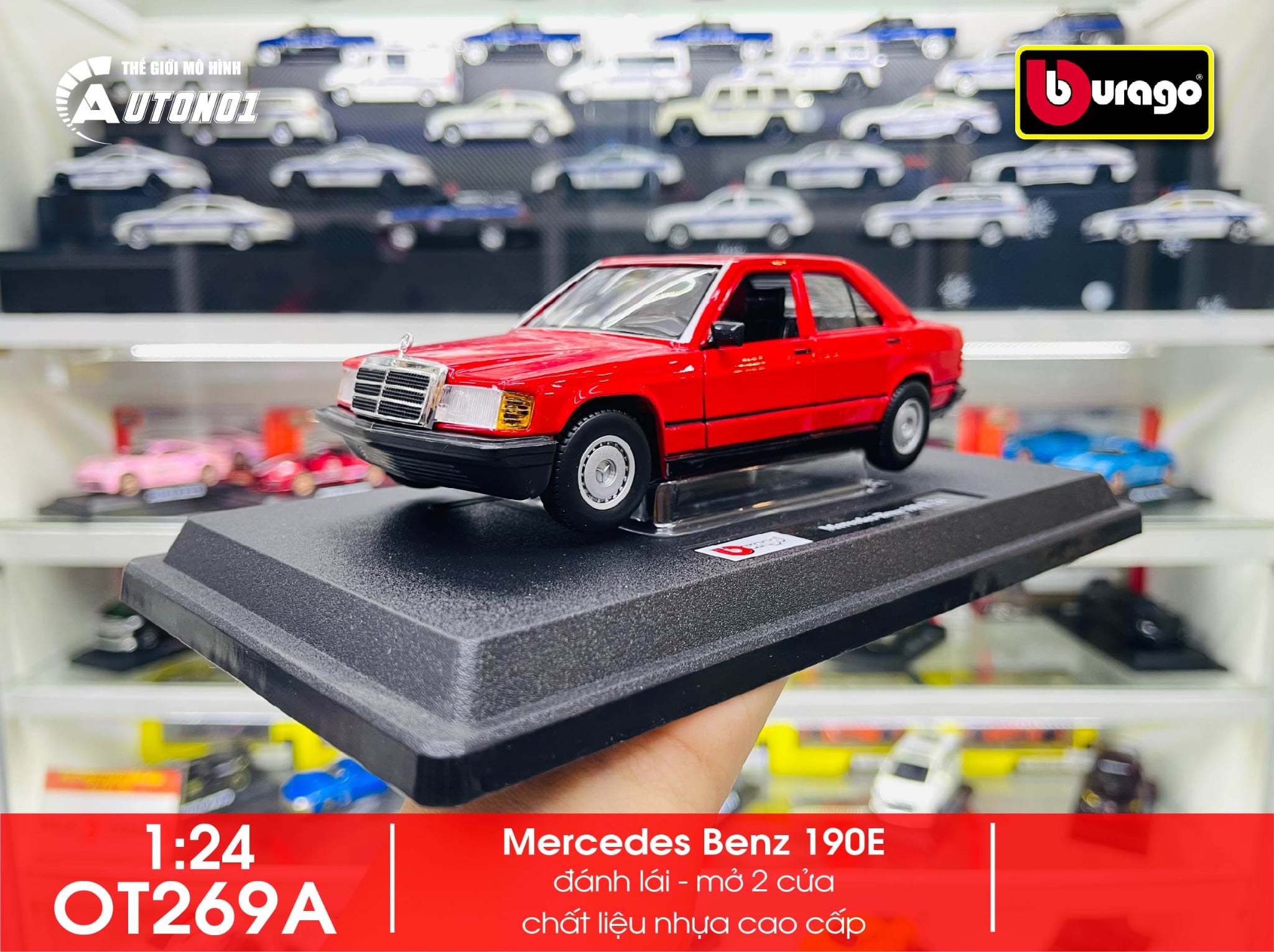  Mô hình xe Mercedes Benz 190E tỉ lệ 1:24 Bburago OT269 