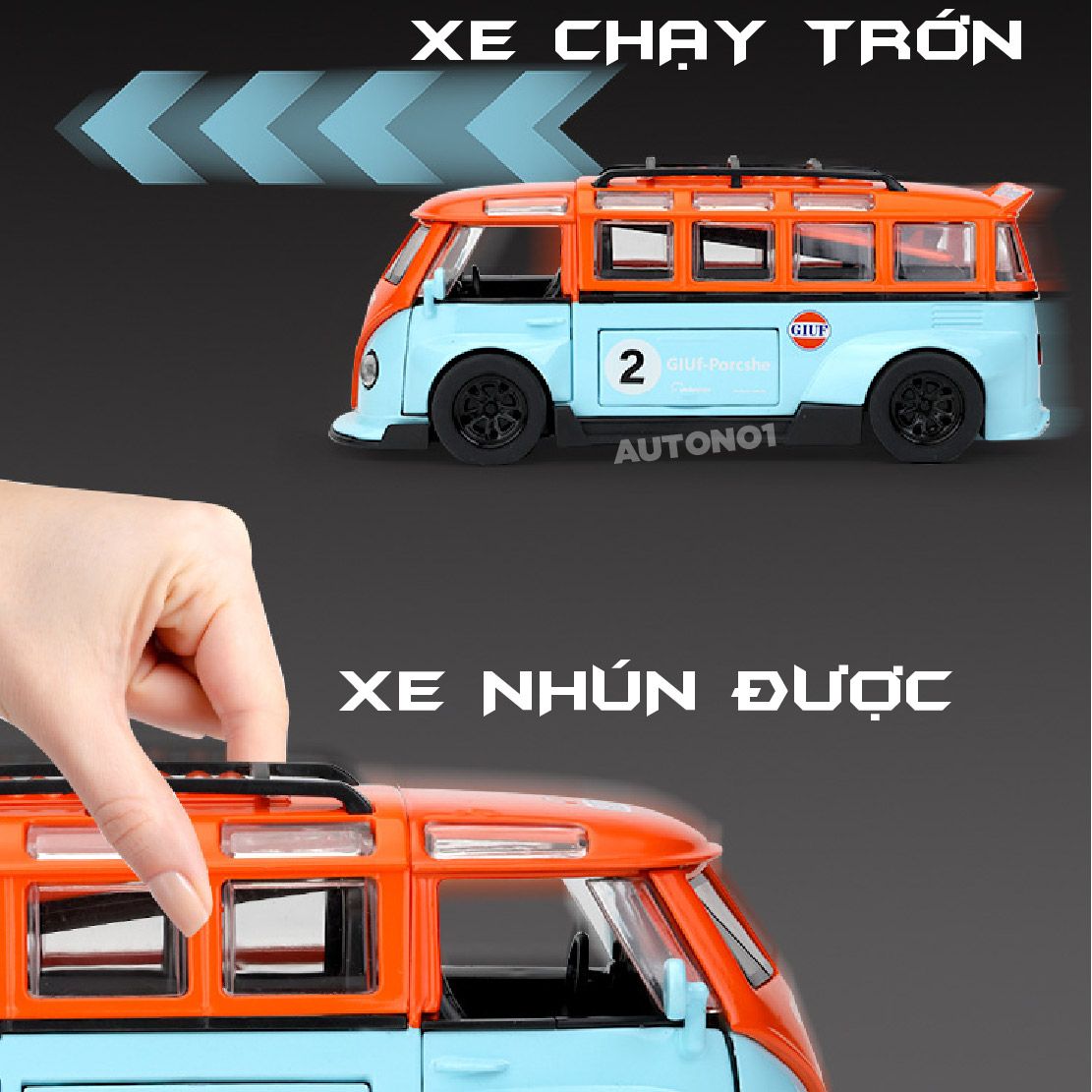  Mô hình xe VolksWagen T1 Bus Widebody full open - có đèn - âm thanh tỉ lệ 1:32 Alloy Model OT32018 