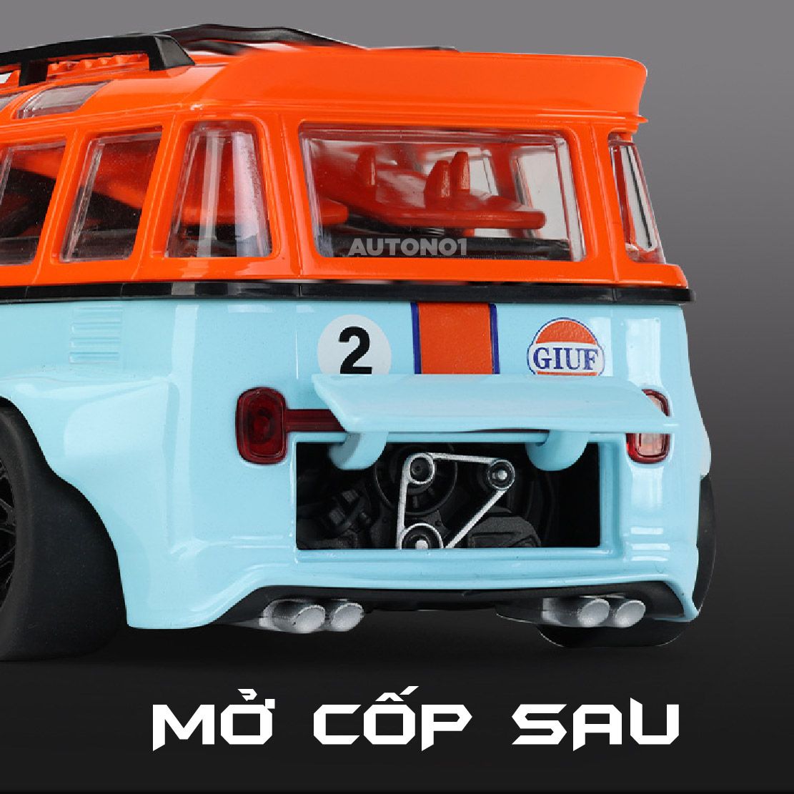  Mô hình xe VolksWagen T1 Bus Widebody full open - có đèn - âm thanh tỉ lệ 1:32 Alloy Model OT32018 
