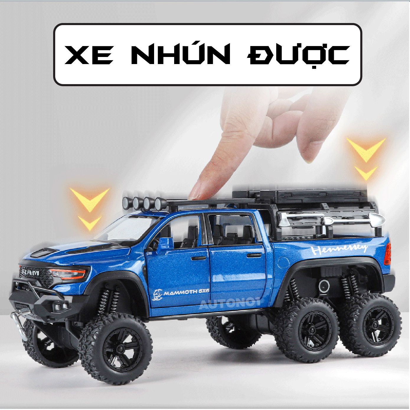  Mô hình xe Hennessey Mammoth RAM 6X6 Offroad tỉ lệ 1:32 Alloy Model OT32021 