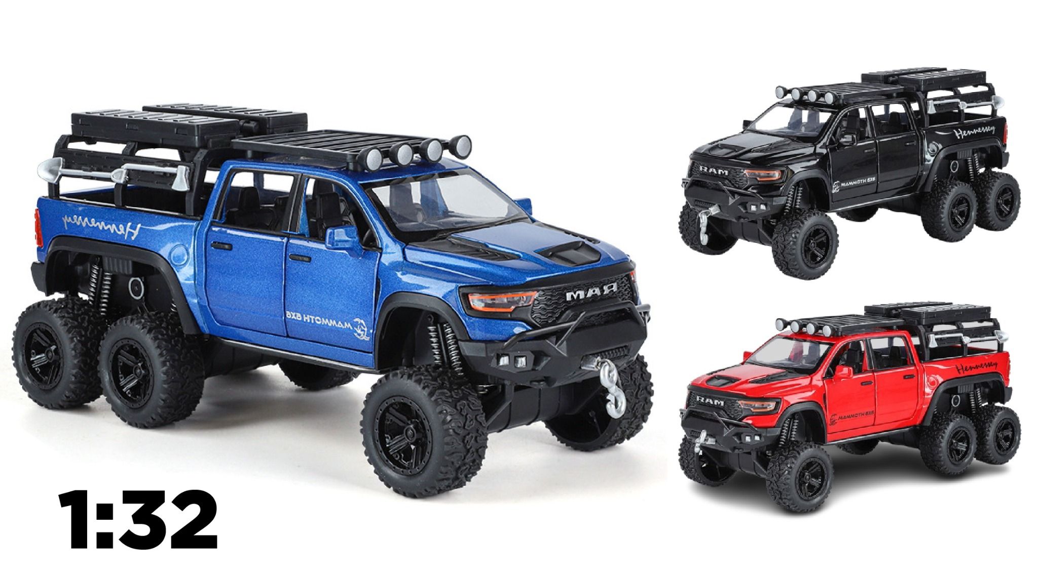  Mô hình xe Hennessey Mammoth RAM 6X6 Offroad tỉ lệ 1:32 Alloy Model OT32021 