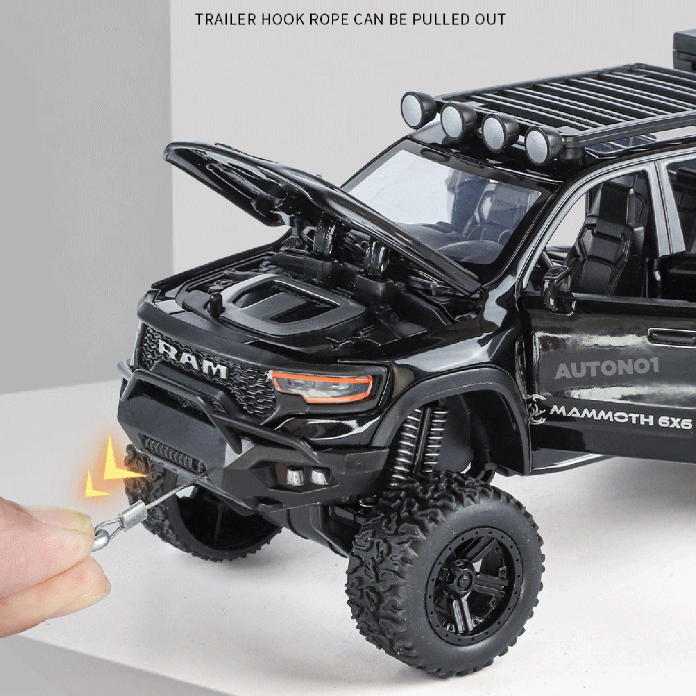  Mô hình xe Hennessey Mammoth RAM 6X6 Offroad tỉ lệ 1:32 Alloy Model OT32021 