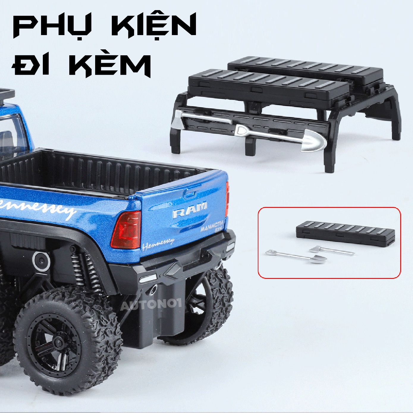  Mô hình xe Hennessey Mammoth RAM 6X6 Offroad tỉ lệ 1:32 Alloy Model OT32021 
