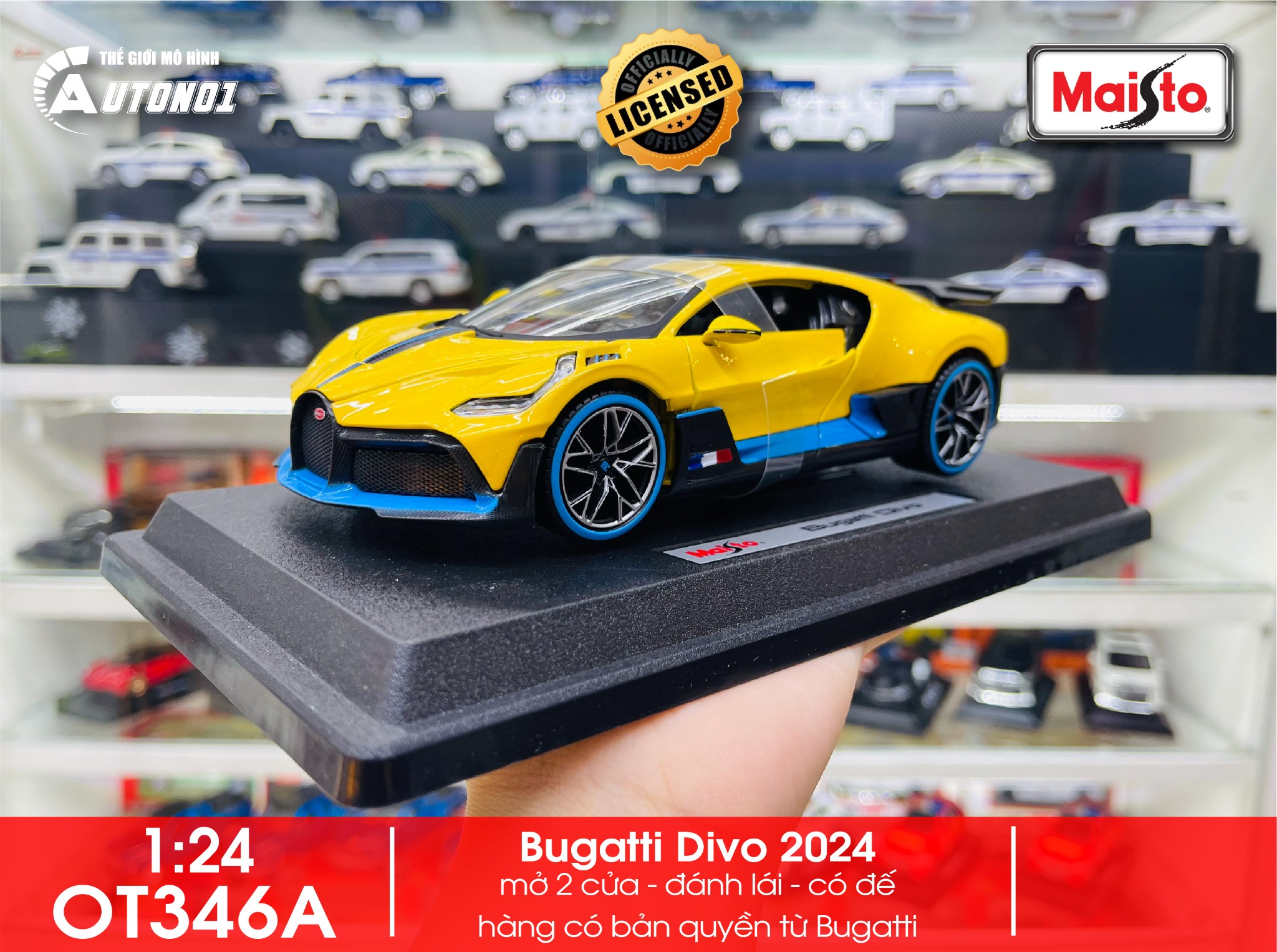  Mô hình xe Bugatti Divo 2024 tỉ lệ 1:24 Maisto OT346 