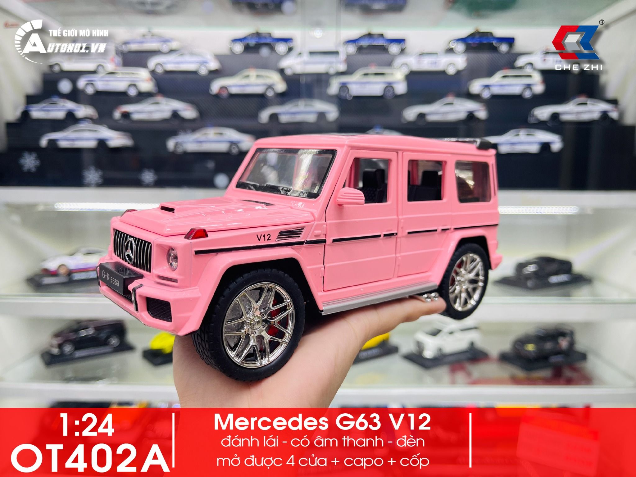  Mô hình xe Mercedes G-Klessa G63 V12 full open 1:24 Chezhi OT402 