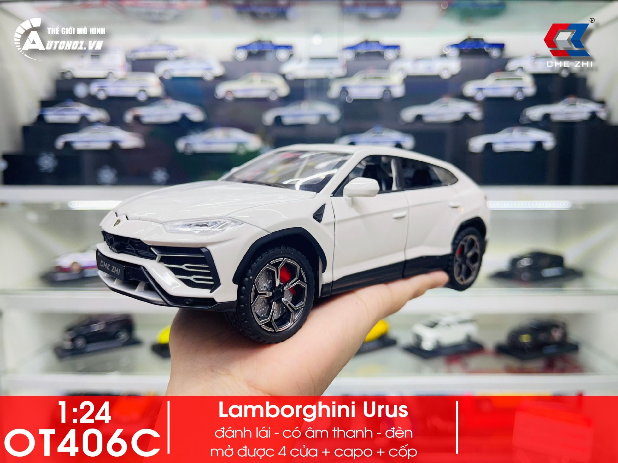  Mô hình xe Lamborghini Urus đánh lái được full open tỉ lệ 1:24 Chezhi OT406 