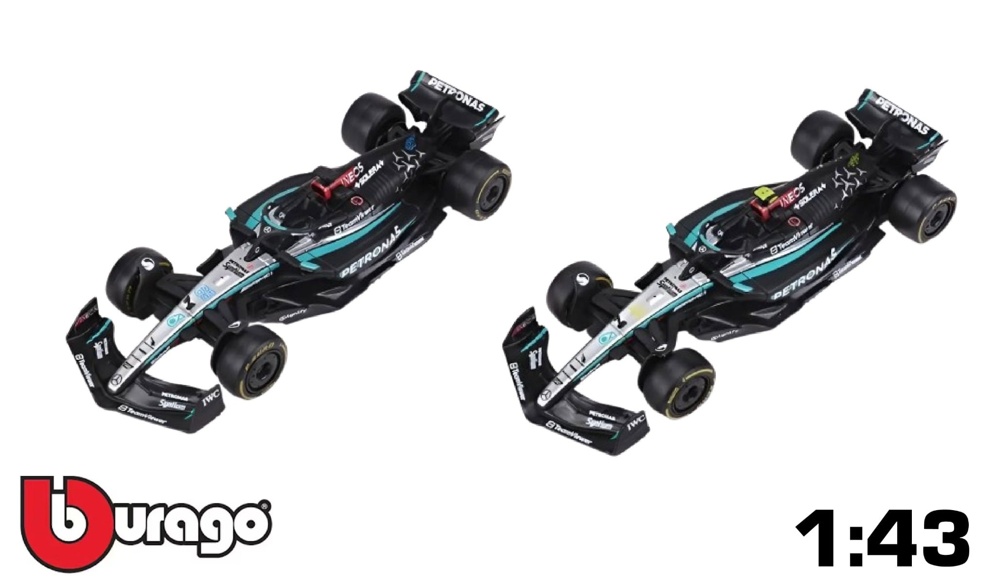  Mô hình xe đua F1 2024 Mercedes AMG Petronas F1 W15 E Performance tỉ lệ 1:43 Bburago OT43019 