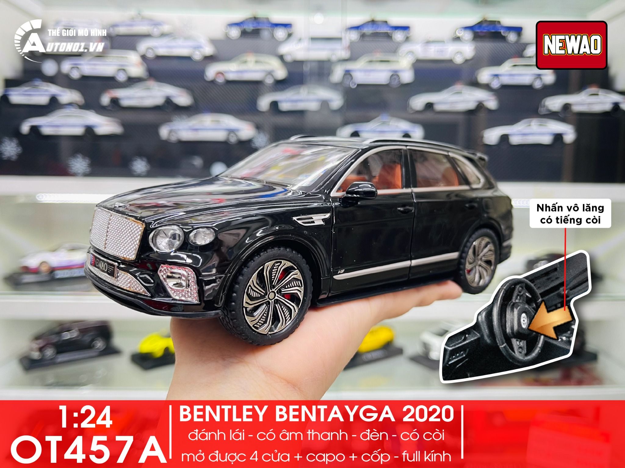  Mô hình xe Bentley Bentayga 2020 đánh lái được tỉ lệ 1:24 Newao OT457 