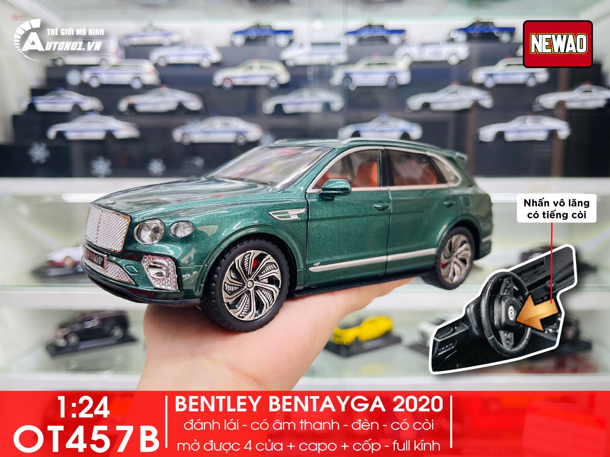  Mô hình xe Bentley Bentayga 2020 đánh lái được tỉ lệ 1:24 Newao OT457 