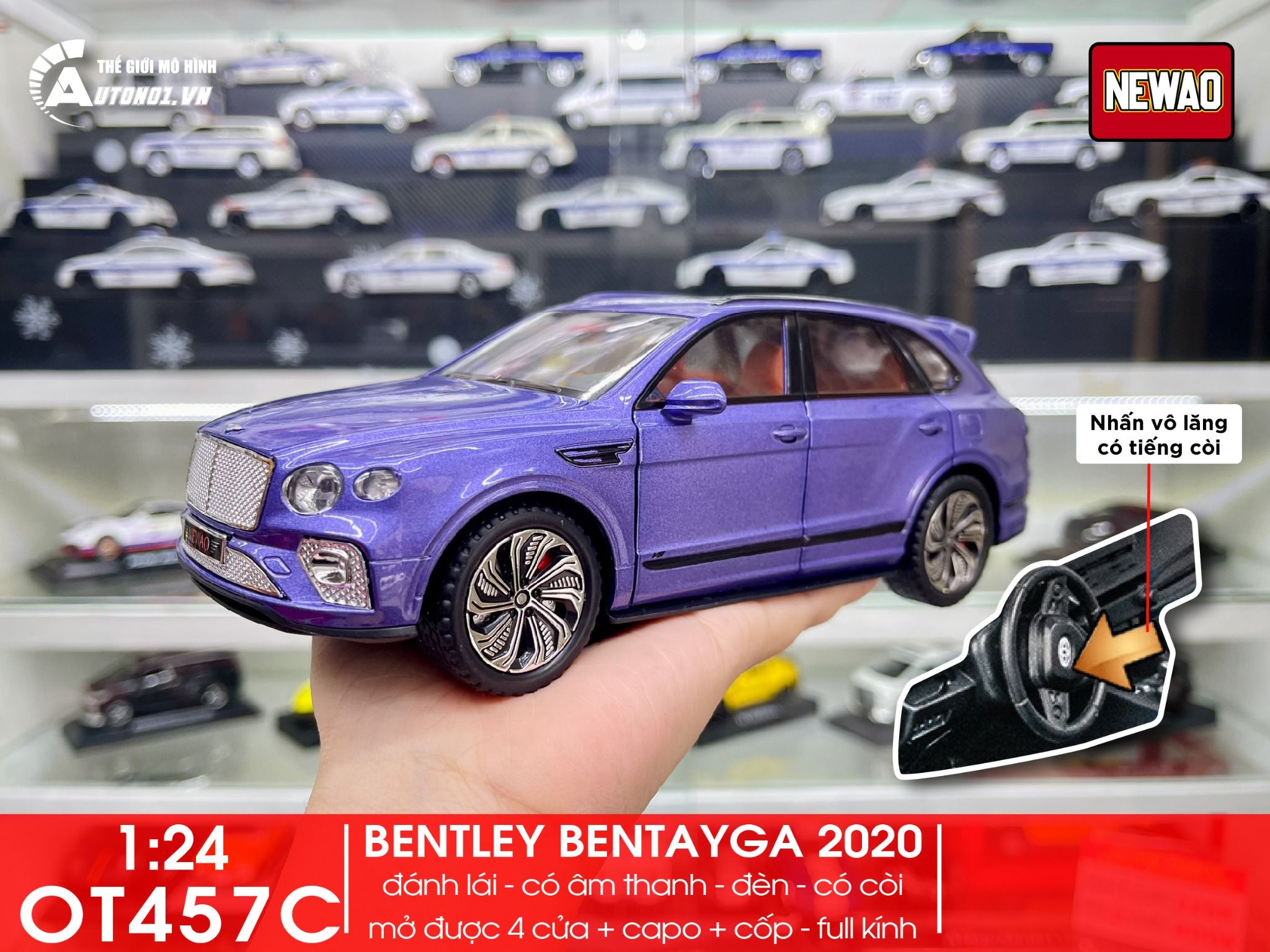  Mô hình xe Bentley Bentayga 2020 đánh lái được tỉ lệ 1:24 Newao OT457 