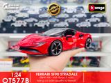  Mô hình xe Ferrari Sf90 Stradale đánh lái được full open 1:24 Bburago OT577 