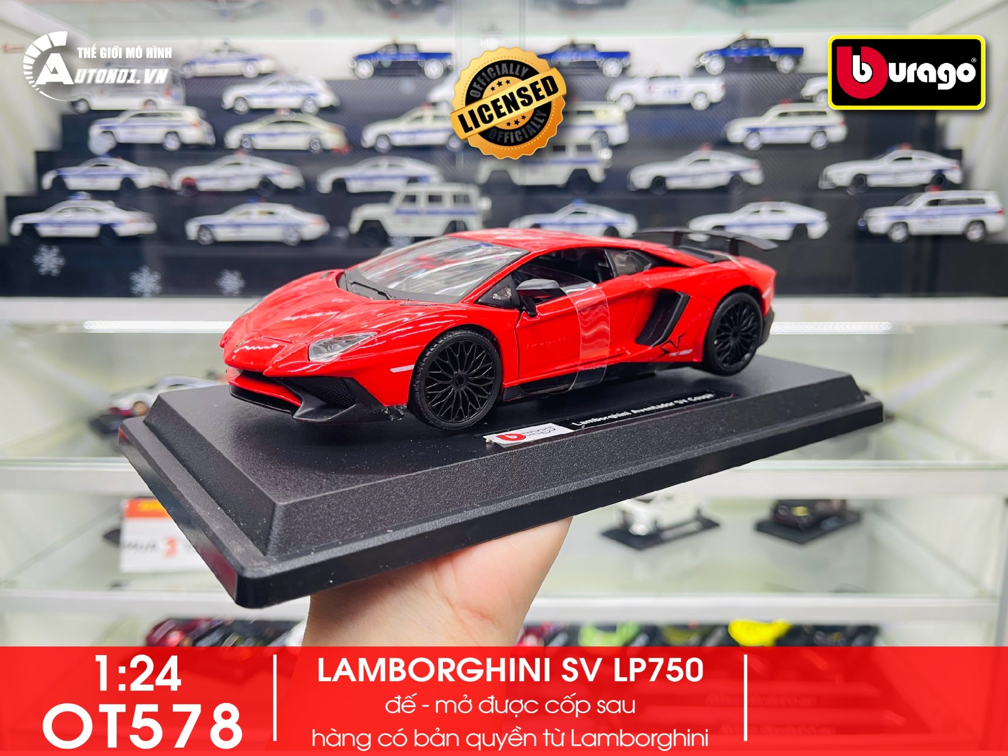 MÔ HÌNH LAMBORGHINI AVENTADOR LP 750-4 SV PLUS 1:24 BBURAGO 3667
