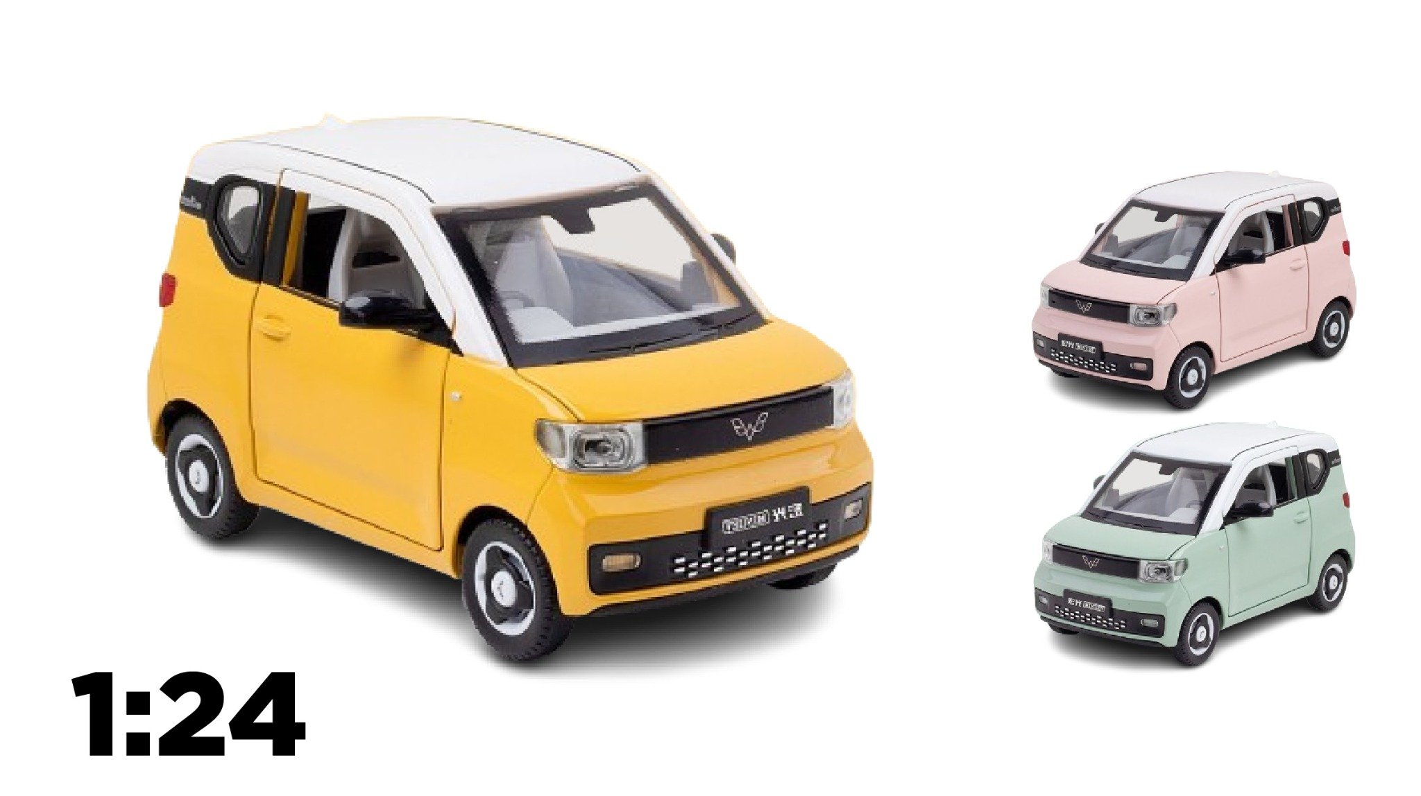  Mô hình xe Wuling Hongguang Mini EV full open - kèm phụ kiện tỉ lệ 1:24 Chezhi OT582 