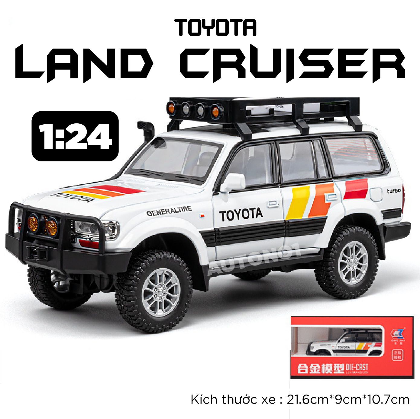  Mô hình xe Toyota Land Cruiser LC80 full open - kèm phụ kiện tỉ lệ 1:24 Chezhi C4062 