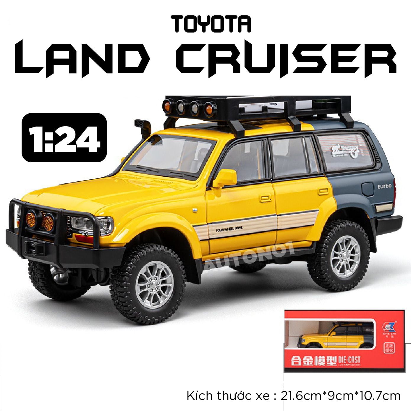  Mô hình xe Toyota Land Cruiser LC80 full open - kèm phụ kiện tỉ lệ 1:24 Chezhi C4062 