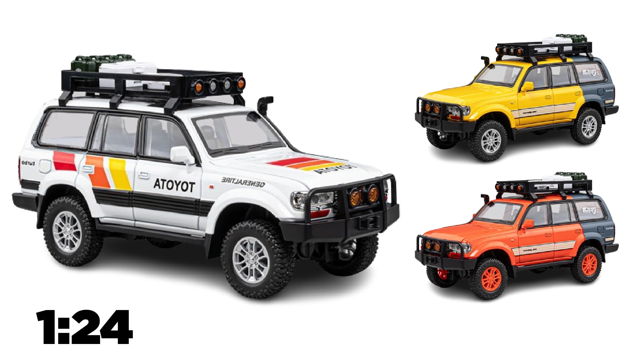  Mô hình xe Toyota Land Cruiser LC80 full open - kèm phụ kiện tỉ lệ 1:24 Chezhi C4062 