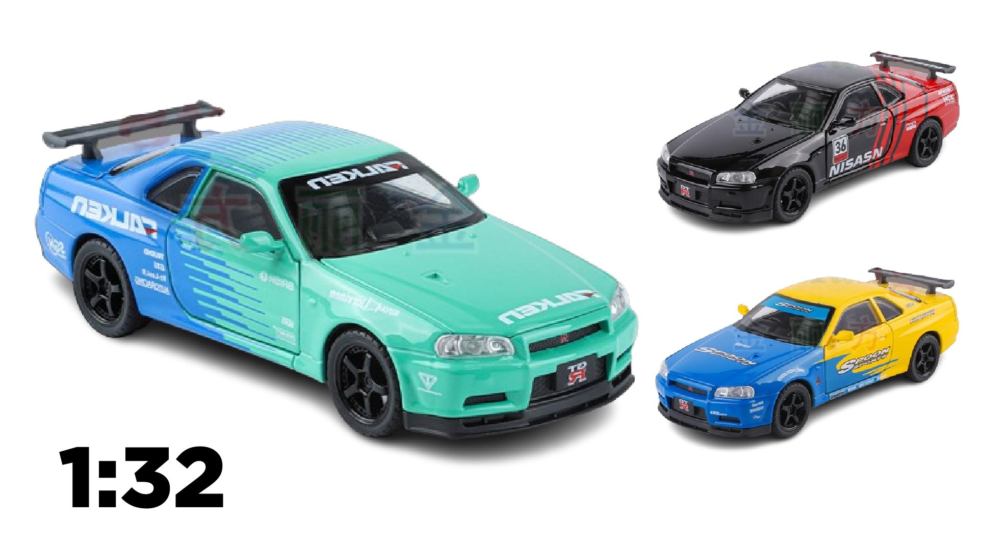  Mô hình xe Nissan GT-R R34 phiên bản racing full open tỉ lệ 1:32 JinliFang OT589 