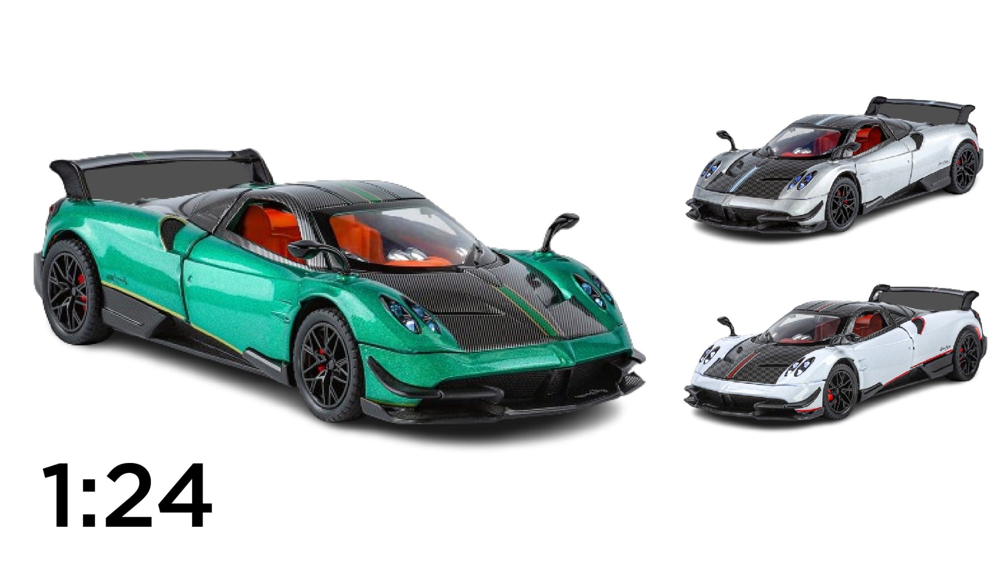 Mô hình xe Pagani Huayra BC full open - có đèn - âm thanh tỉ lệ 1:24 Alloy Model OT24126 