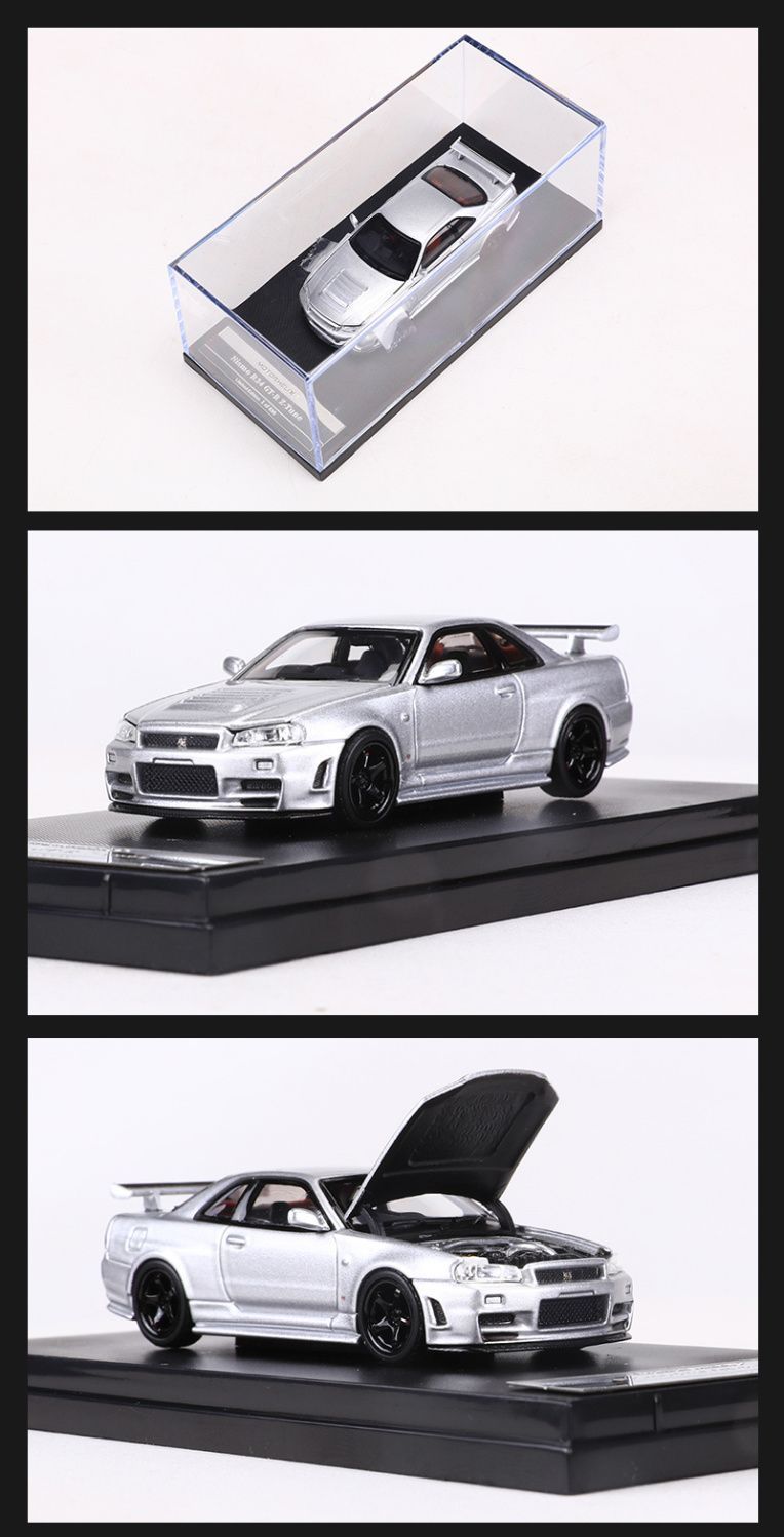  Mô hình xe Nissan Skyline GT-R R34 có hộp mica tỉ lệ 1:64 Motorhelix MH-R34-2 