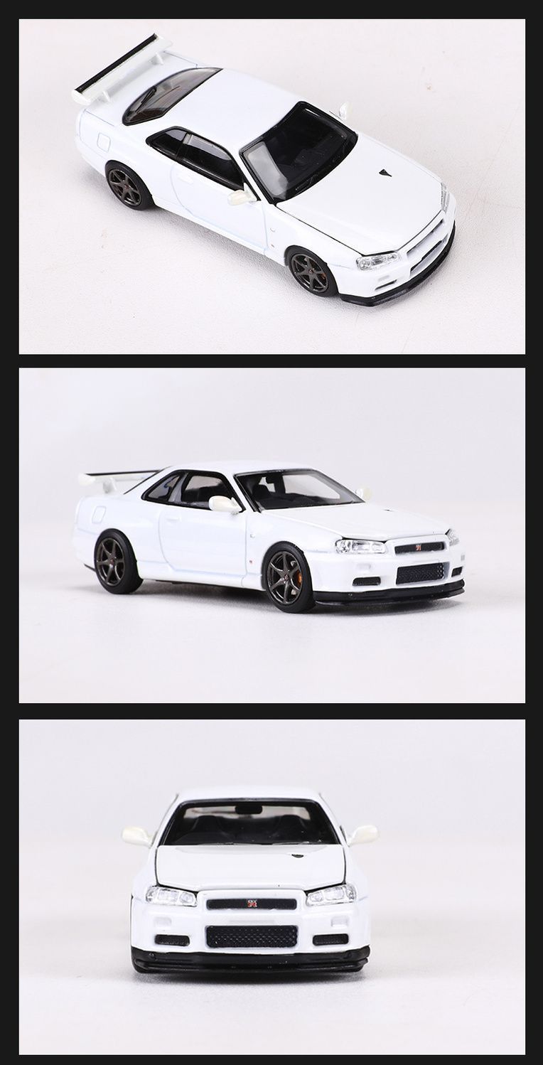  Mô hình xe Nissan Skyline GT-R R34 có hộp mica tỉ lệ 1:64 Motorhelix MH-R34-2 
