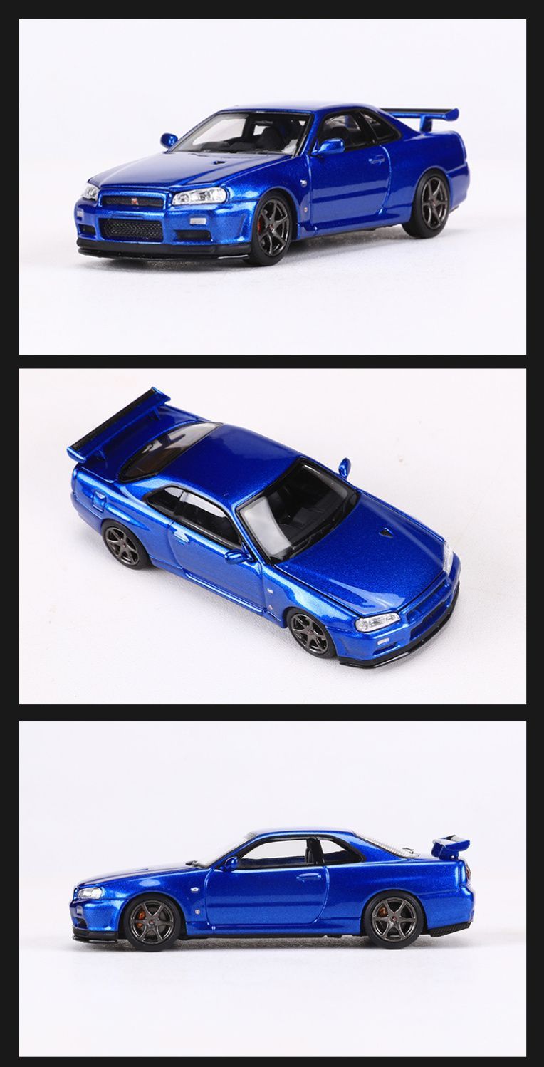  Mô hình xe Nissan Skyline GT-R R34 có hộp mica tỉ lệ 1:64 Motorhelix MH-R34-2 