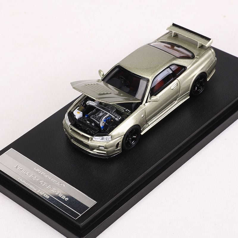  Mô hình xe Nissan Skyline GT-R R34 có hộp mica tỉ lệ 1:64 Motorhelix MH-R34-2 
