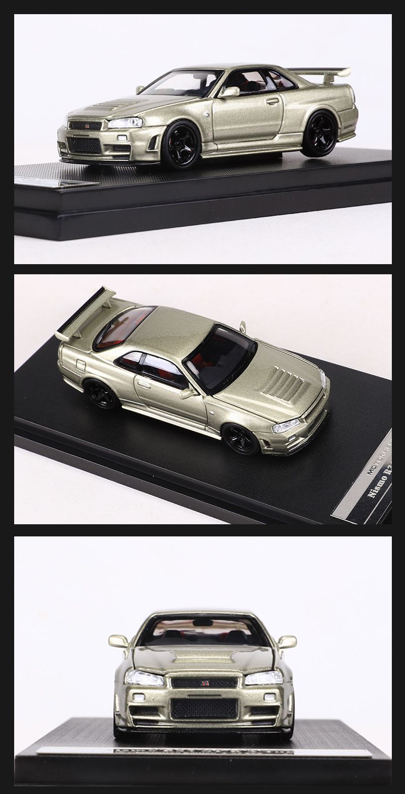  Mô hình xe Nissan Skyline GT-R R34 có hộp mica tỉ lệ 1:64 Motorhelix MH-R34-2 