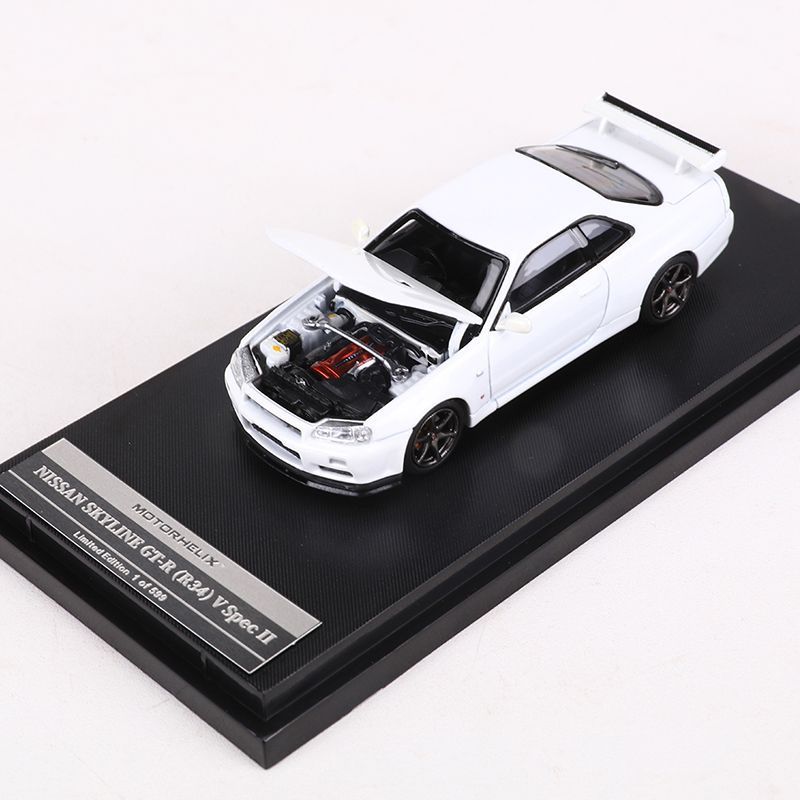 Mô hình xe Nissan Skyline GT-R R34 có hộp mica tỉ lệ 1:64 Motorhelix MH-R34-2 