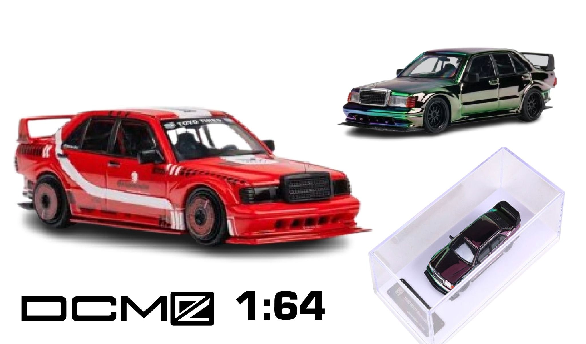  Mô hình xe Mercedes-Benz 190E W201 có hộp mica tỉ lệ 1:64 DCM OT64021 