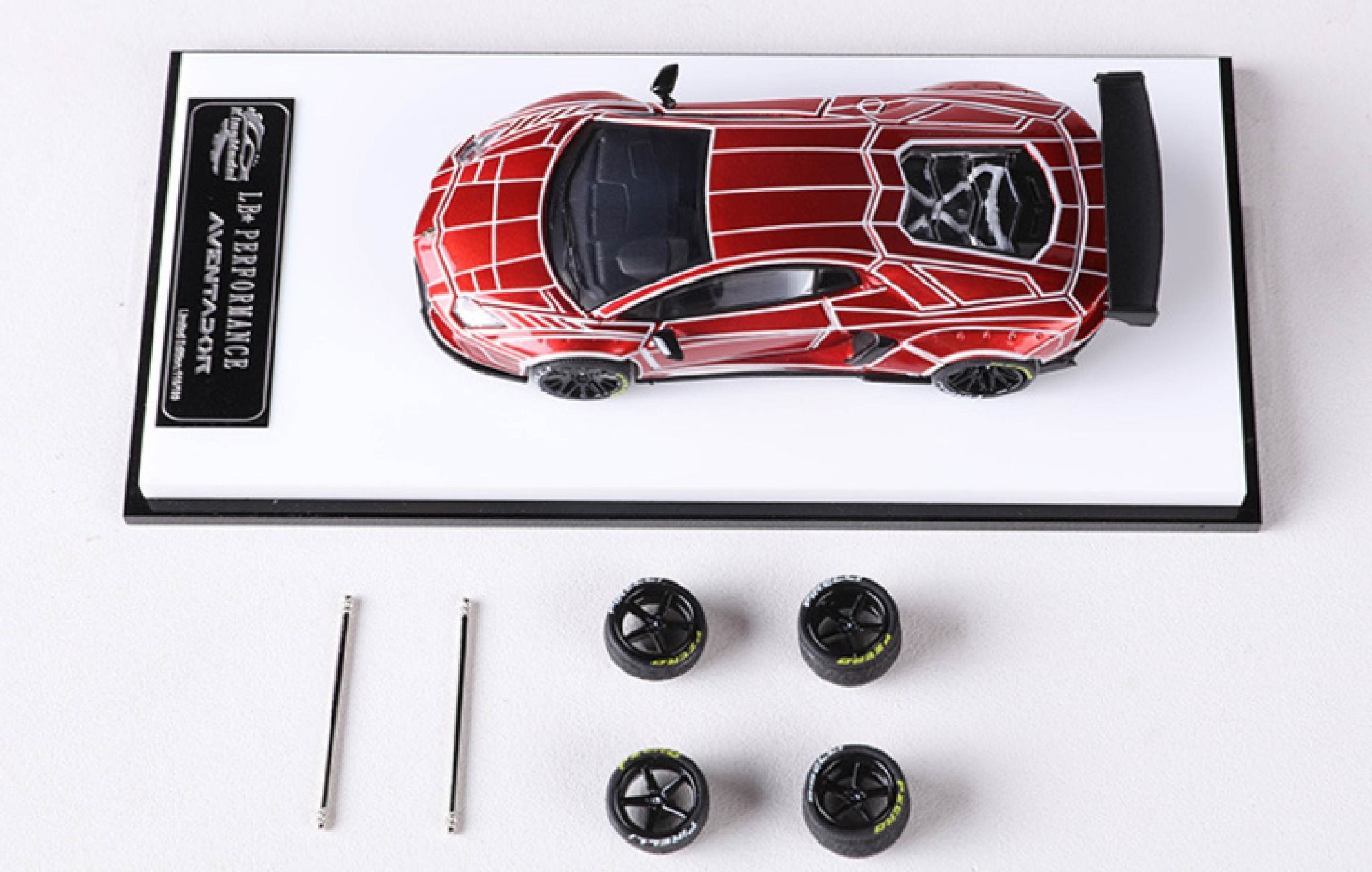  Mô hình xe Lamborghini LP700 Aventador phiên bản cao cấp có bánh phụ hộp và đế mica tỉ lệ 1:64 Demon King Model KM-LP700 