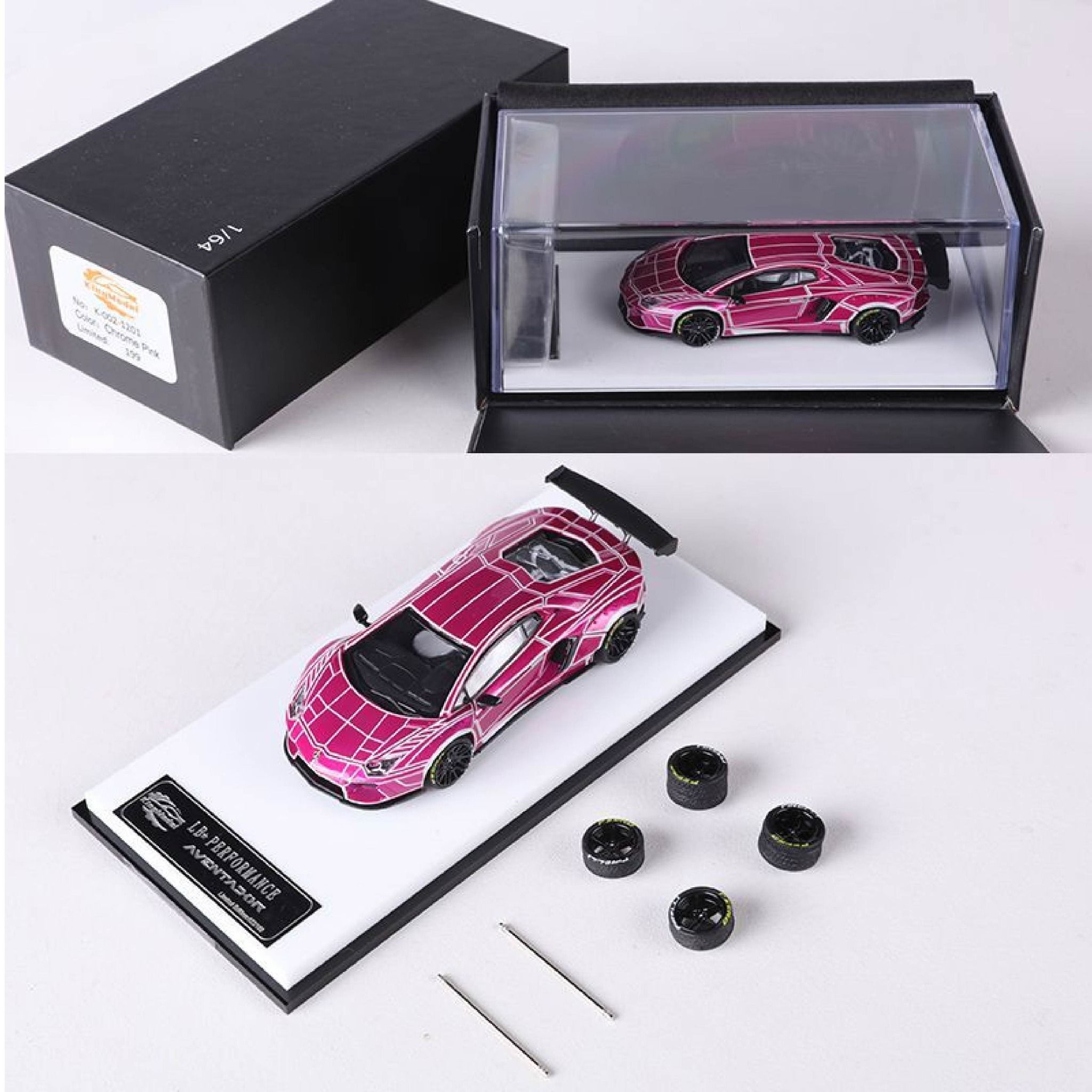  Mô hình xe Lamborghini LP700 Aventador phiên bản cao cấp có bánh phụ hộp và đế mica tỉ lệ 1:64 Demon King Model KM-LP700 