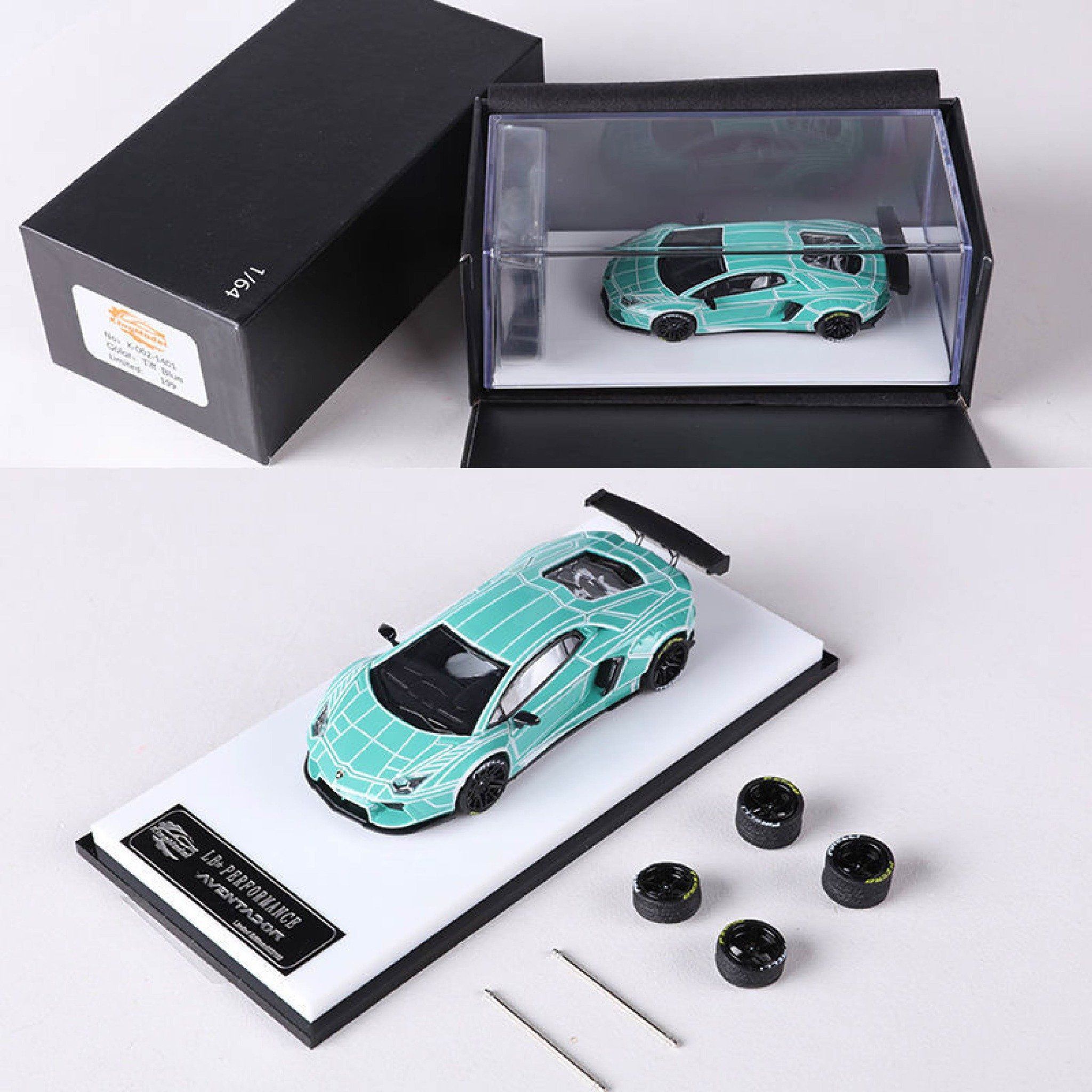  Mô hình xe Lamborghini LP700 Aventador phiên bản cao cấp có bánh phụ hộp và đế mica tỉ lệ 1:64 Demon King Model KM-LP700 