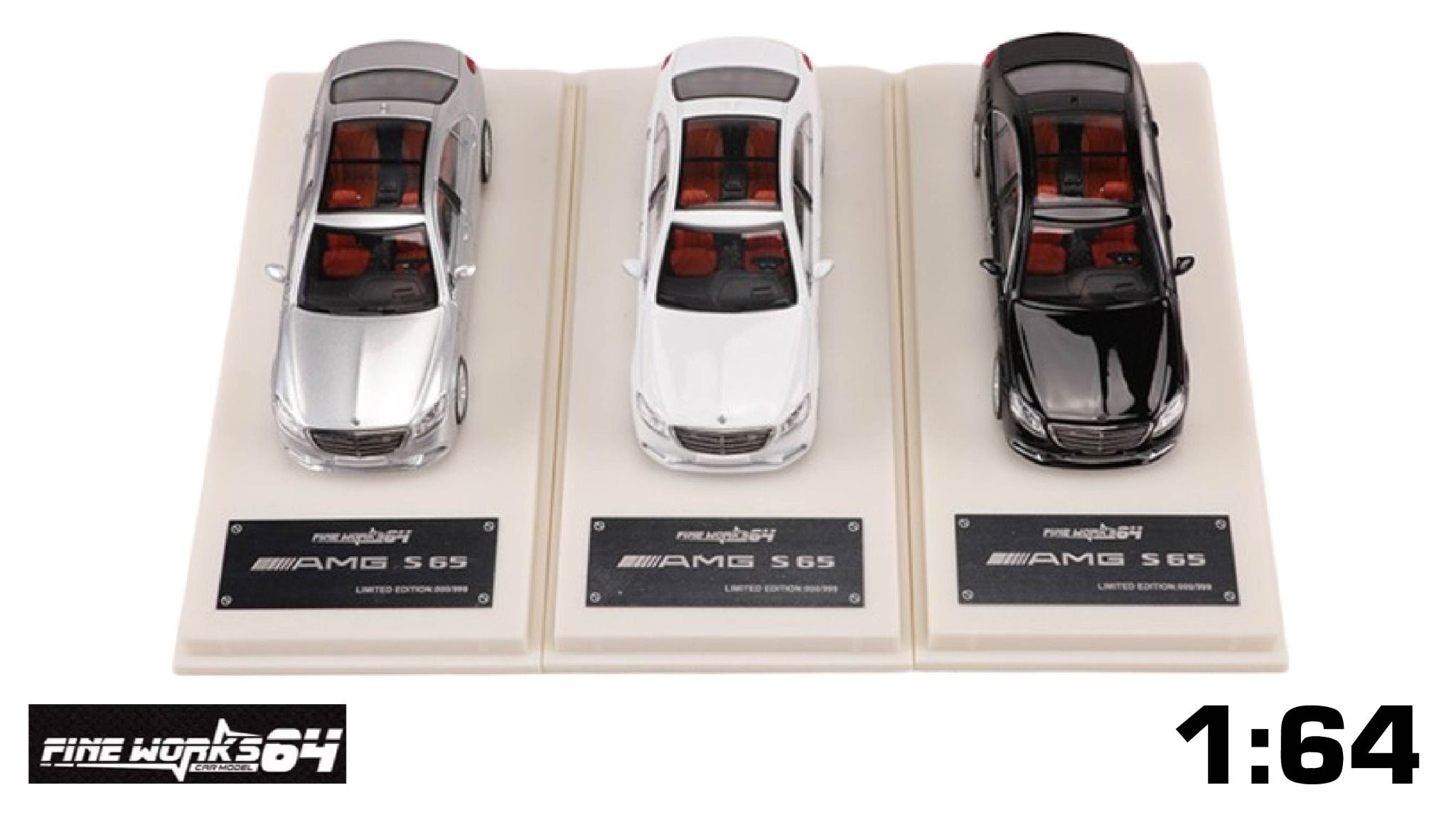  Mô hình xe Mercedes-Benz S65 AMG W222 tỉ lệ 1:64 có đế và hộp mica FineWorks64 Model OT64043 