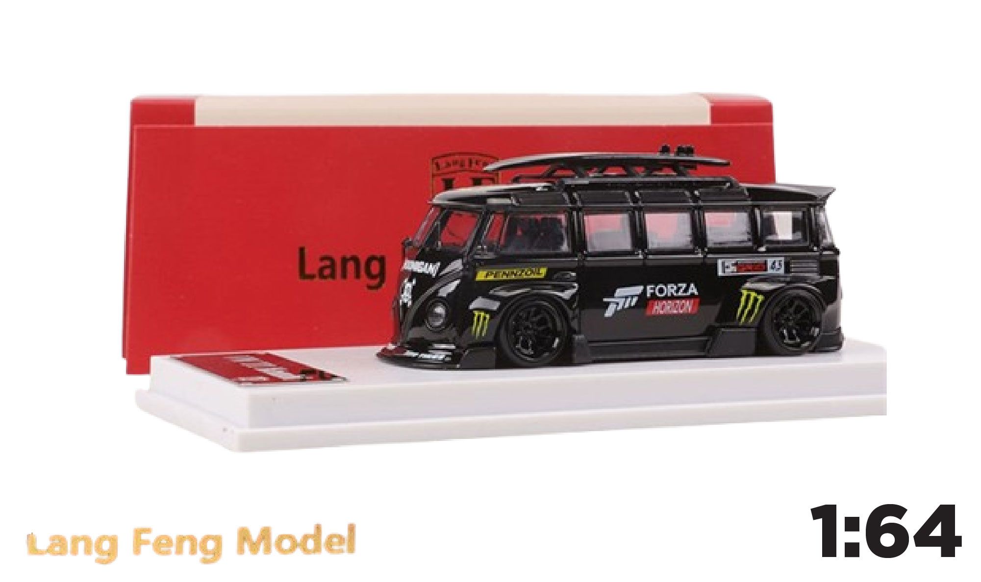  Mô hình xe Volkswagen T1 Van Kombi Black - Forza Monster tỉ lệ 1:64 Lang Feng Model 