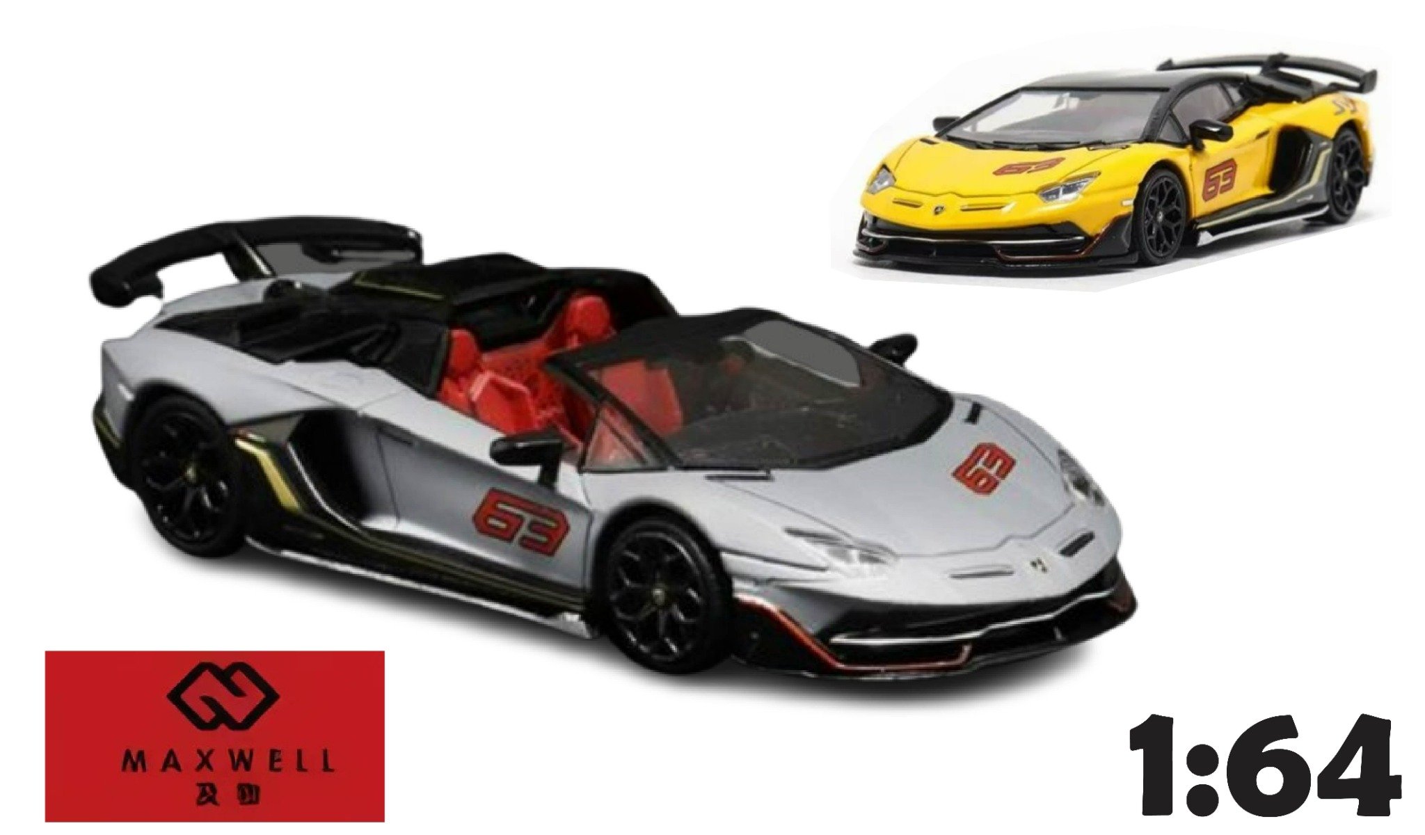  Mô hình xe Lamborghini Aventador SVJ63 tỉ lệ 1:64 Maxwell and object (MW) OT64272 