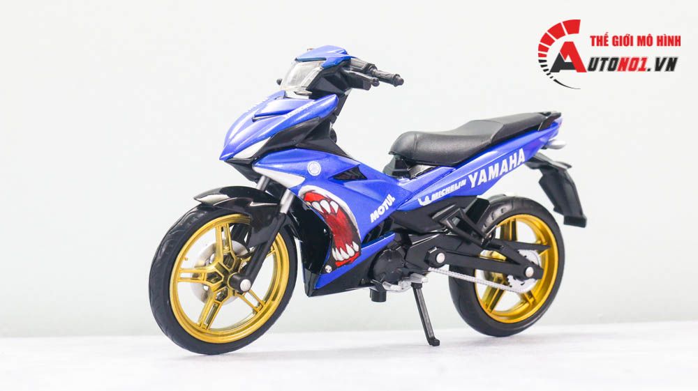  Mô hình xe Yamaha Exciter y15zr độ decal cá mập blue tỉ lệ1:12 Dealer D237H 