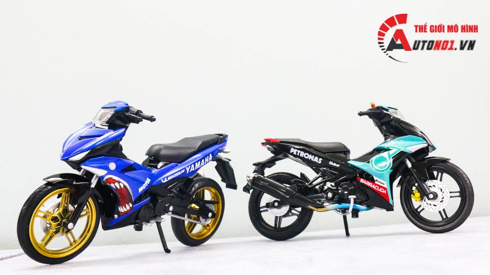  Mô hình xe Yamaha Exciter y15zr độ decal cá mập blue tỉ lệ1:12 Dealer D237H 