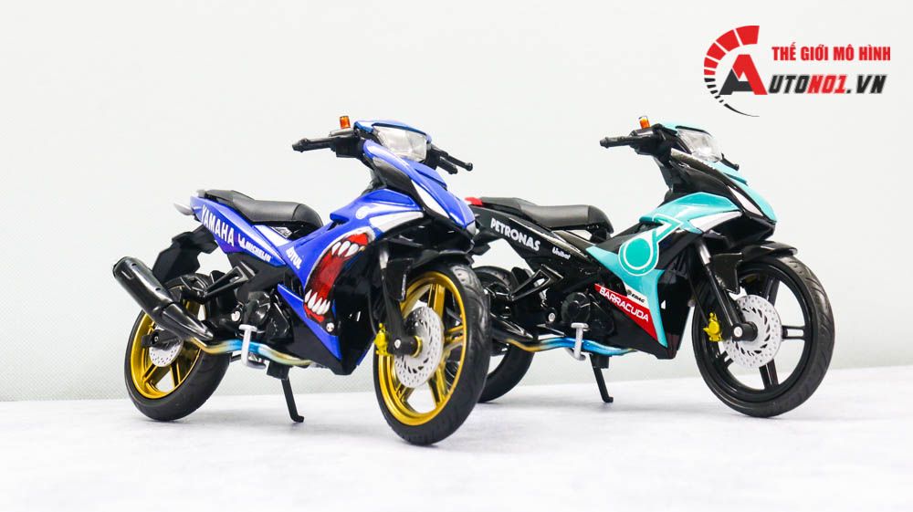  Mô hình xe Yamaha Exciter y15zr độ decal cá mập blue tỉ lệ1:12 Dealer D237H 