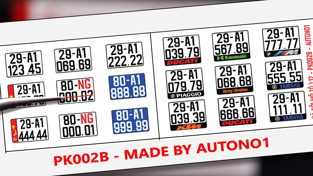  Biển số xe mô hình cho mô tô 1:12 Hà Nội HN Autono1 PK002b 