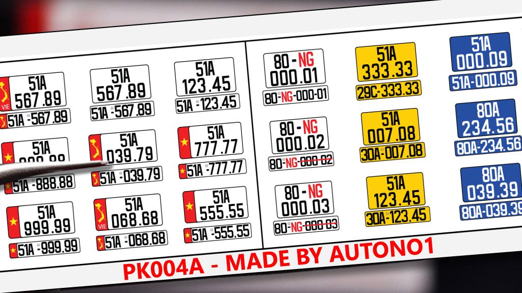  Biển số xe mô hình cho ô tô 1:24 HCM SG Autono1 PK004a 