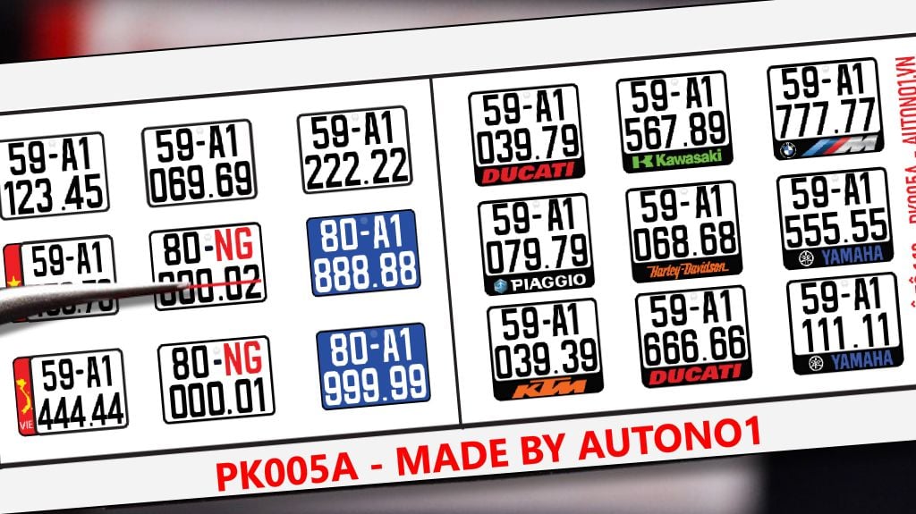  Biển số xe mô hình cho mô tô 1:18 HCM SG Autono1 PK005A 