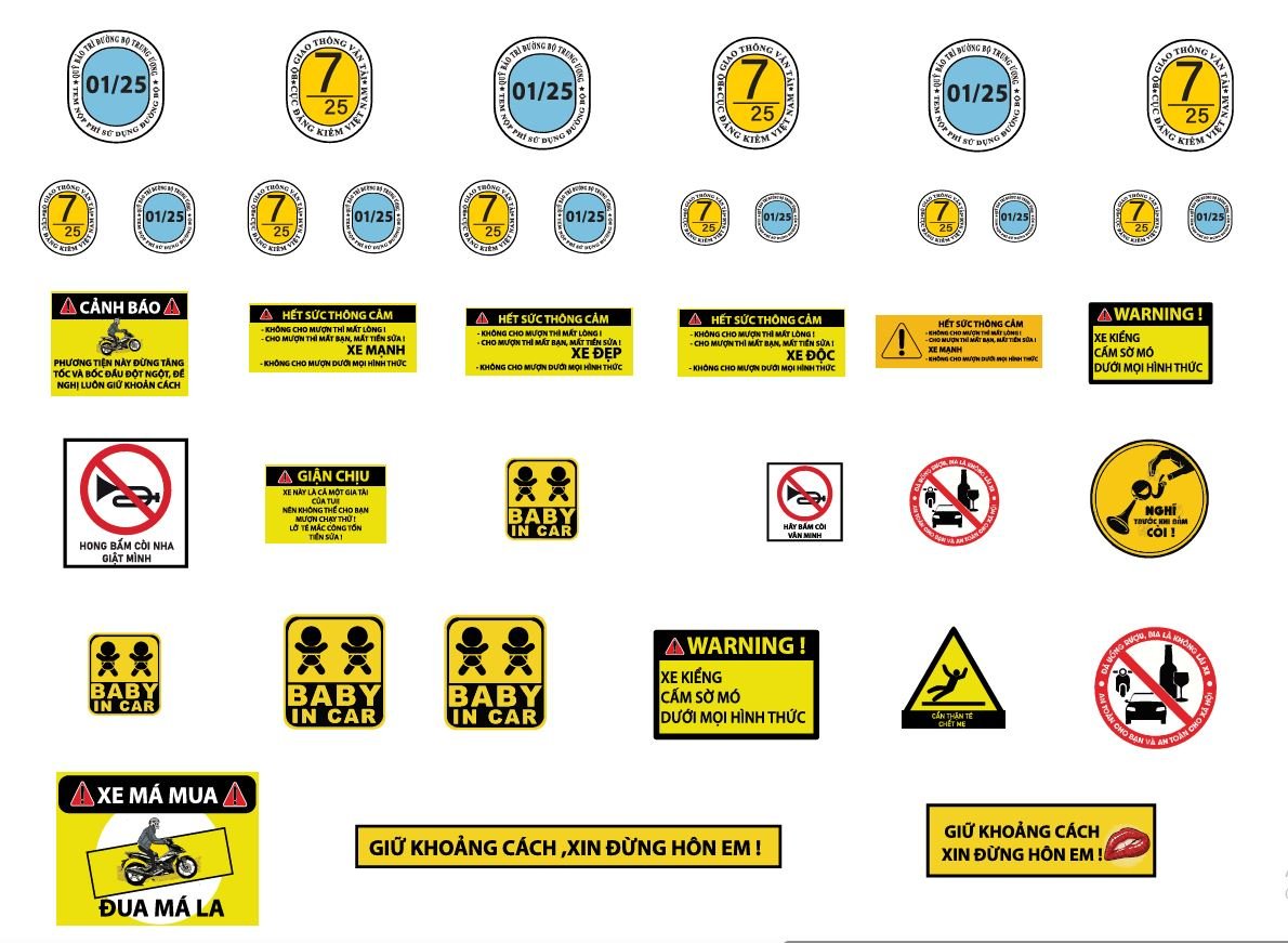  Decal UV dán cảnh báo - đăng kiểm cho xe mô hình tỉ lệ 1:32 - 1:24 - 1:18 Autono1 PK284 