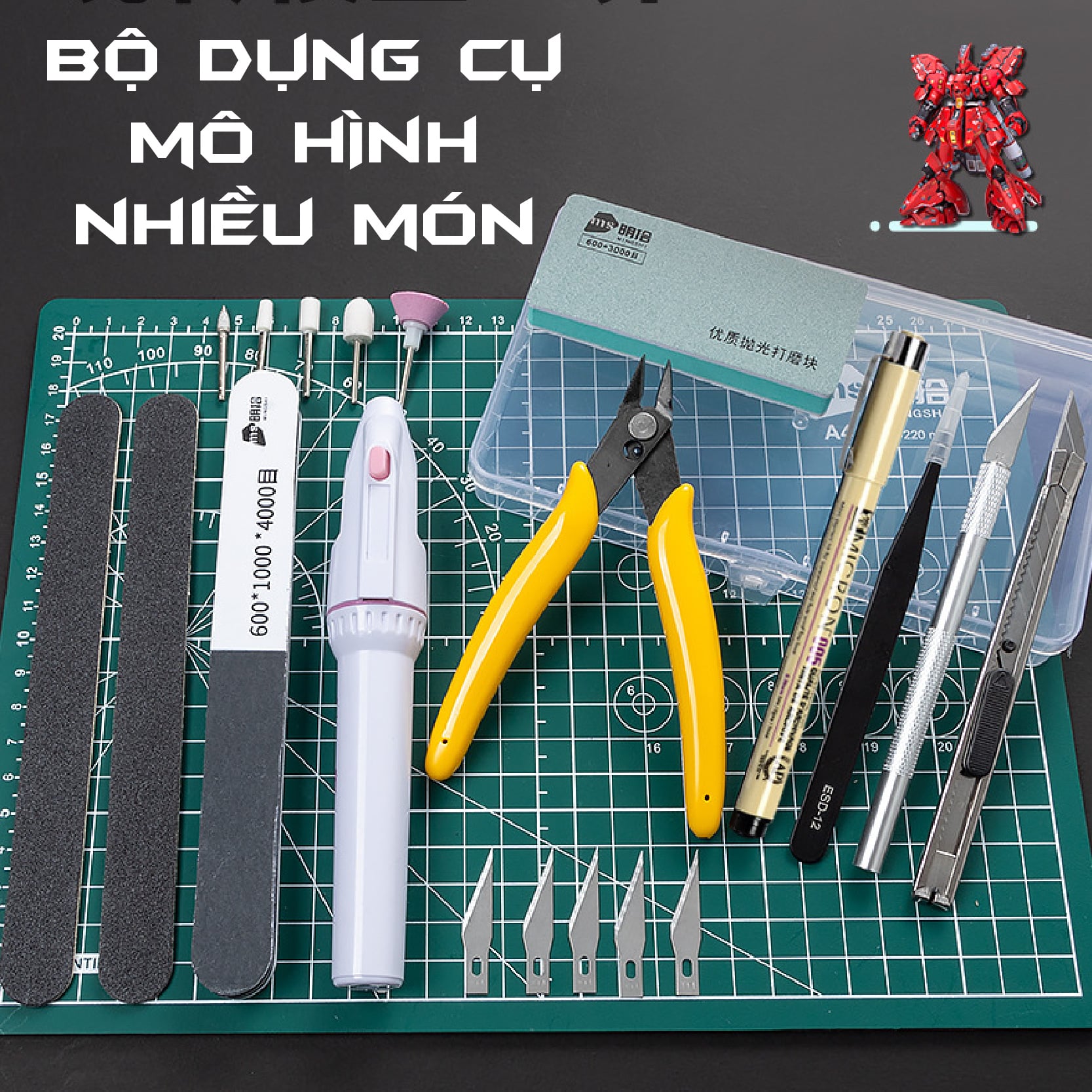  Bộ dụng cụ nhiều món kềm - dao - dũa - mút nhám cho mô hình các loại PK456 