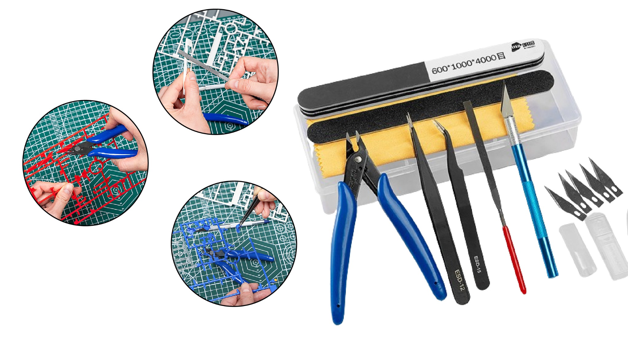  Bộ 10 món dụng cụ kềm - dao - mút nhám dành cho mô hình PK459 