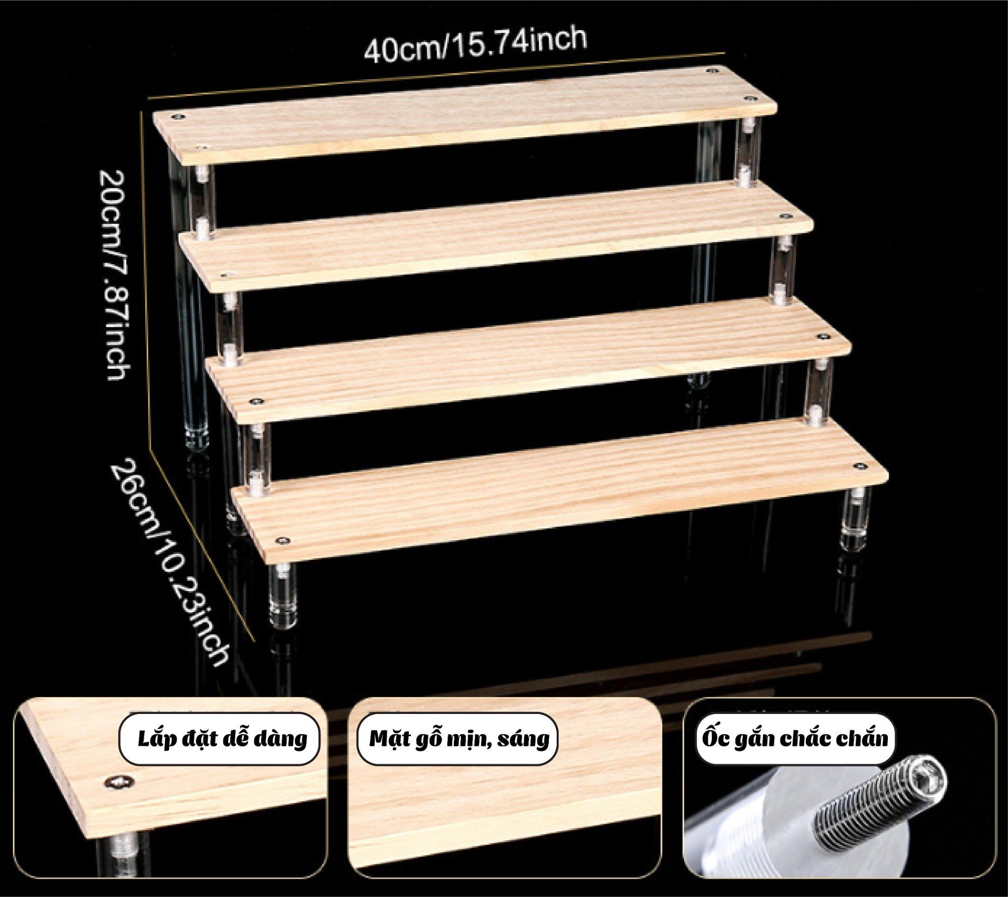  Kệ mặt gỗ trưng bày sản phẩm mô hình xe, nhân vật, sơn nhiều tầng PK507 