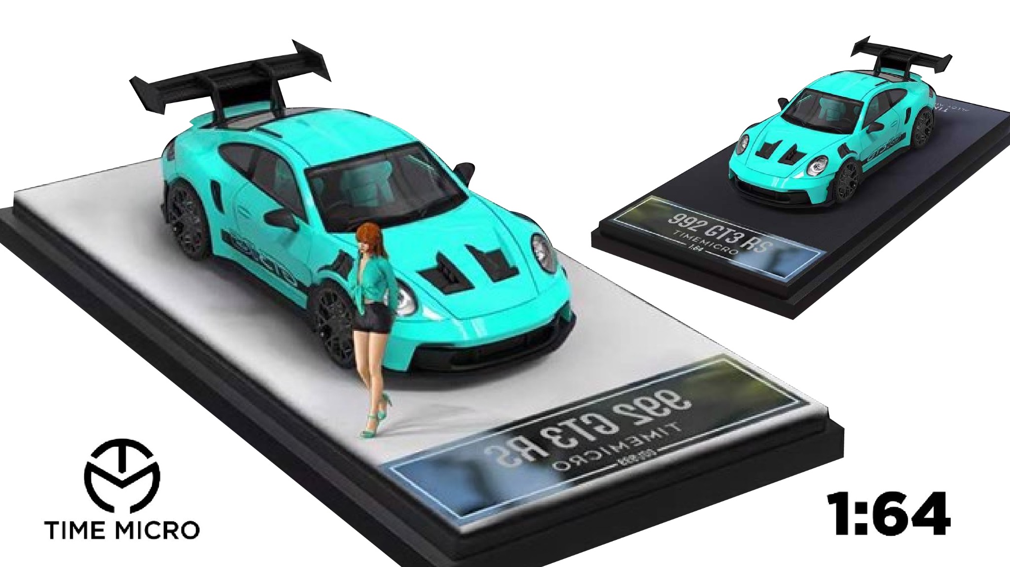  Mô hình xe Porsche 992 GT3 RS Tiffany Blue limited edition 1:64 Time micro 