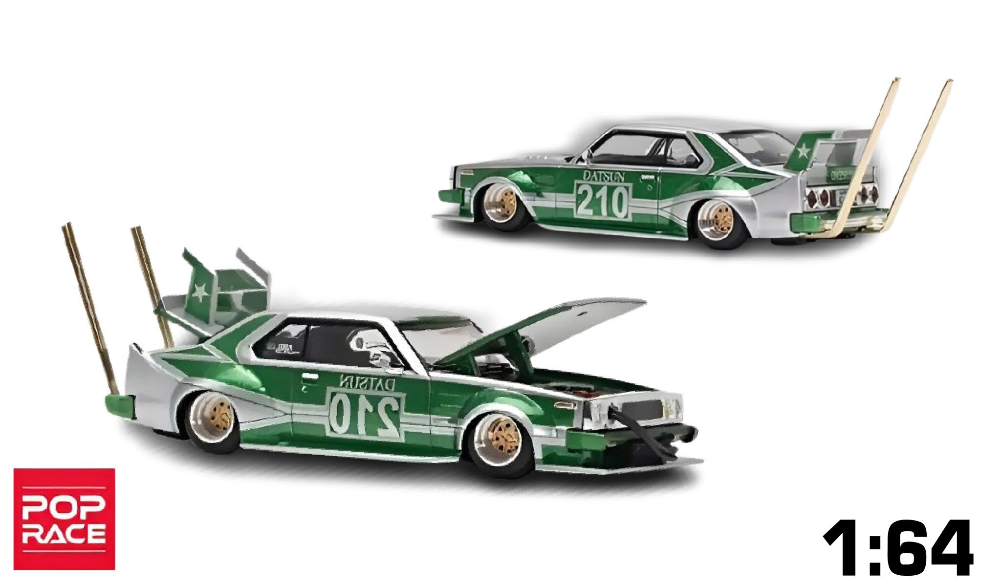  Mô hình xe Skyline MK5 C210 Kaido Racer Bosozoku green tỉ lệ 1:64 Poprace PR640061 
