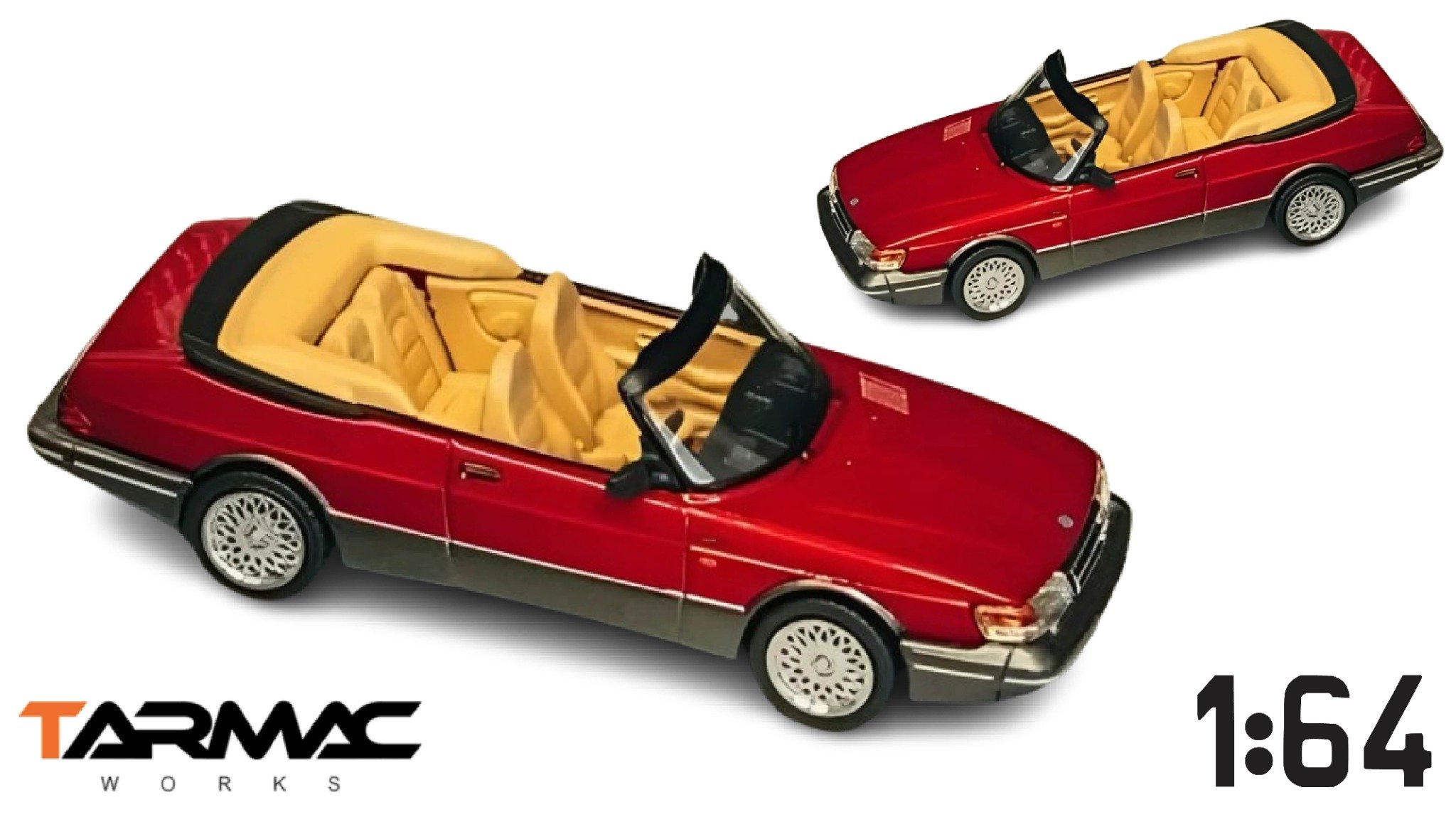  Mô hình xe Saab 900 Turbo Convertible, Red with box tỉ lệ 1:64 Tarmac Works T64G-067-RE 
