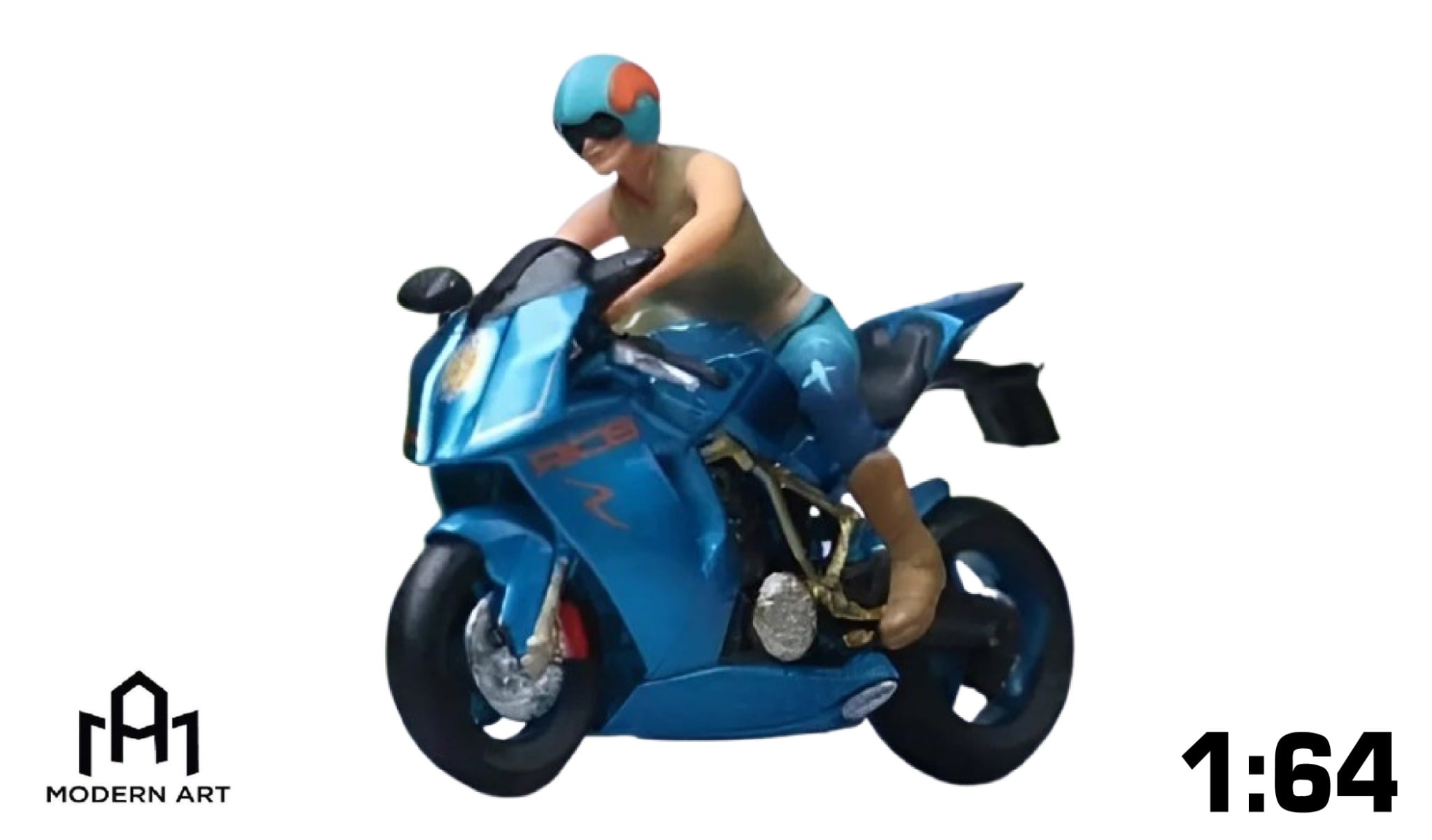  Mô hình nhân vật figure người lái mô tô KTM 1190 bright blue resin tỉ lệ 1:64 MoreArt MO222157 