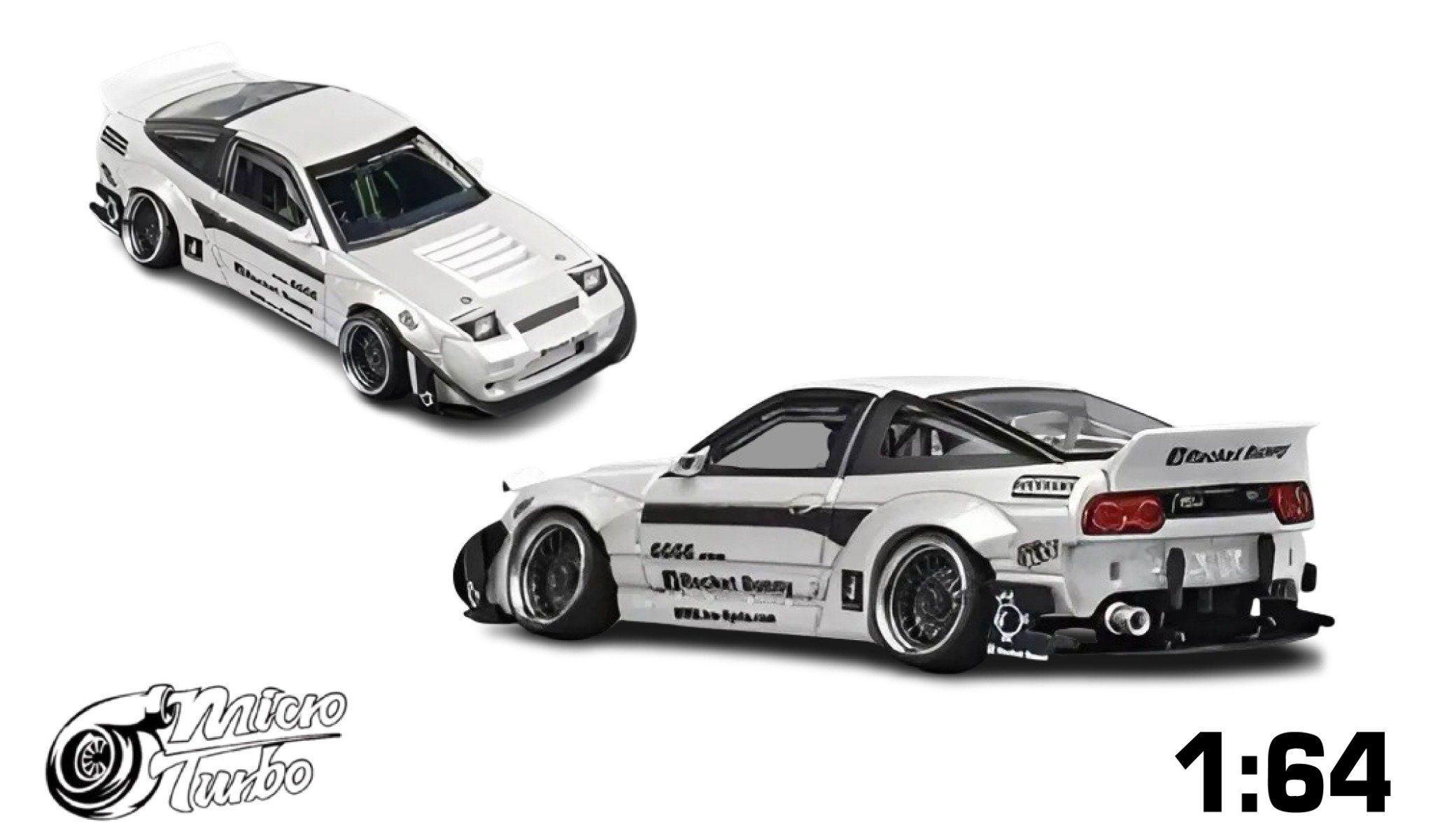  Mô hình xe Nissan 180SX Rocket Bunny Metal White tỉ lệ 1:64 Micro Turbo MT6407C3 